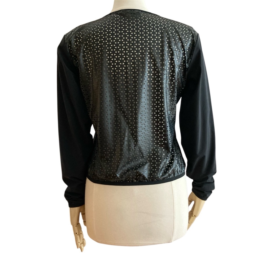 REEBOK | Black Cropped Mesh Back Bomber Jacket Relaxed Fit Sz M